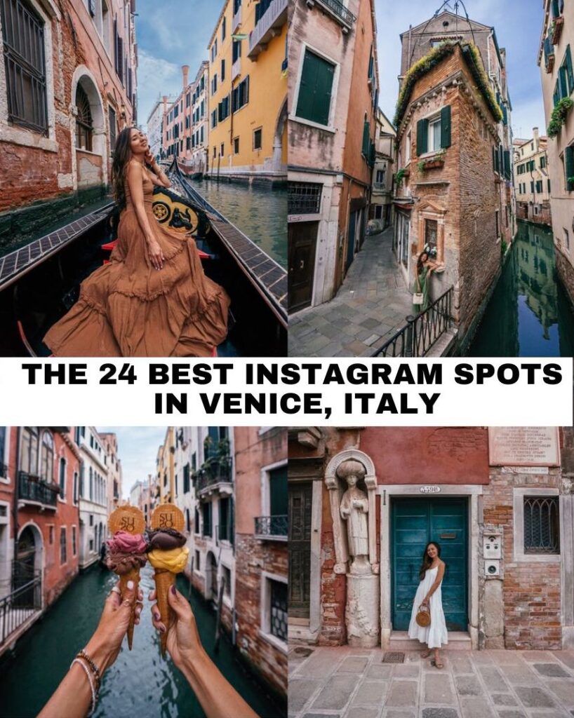 The ultimate photo guide to the 24 best Instagram spots in Venice, Italy including canals, bridges, viewpoints, historic sites and more.