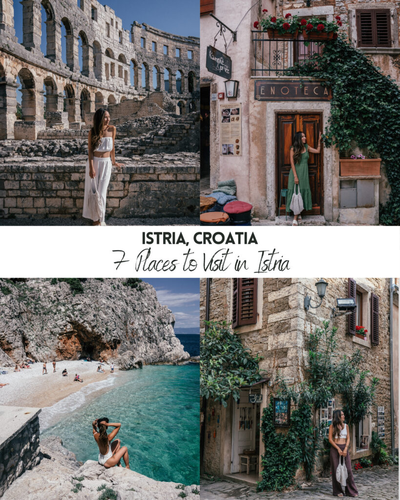 The ultimate seven day itinerary and travel guide for Istria Croatia including stops in Rovinj, Pula, Motovun, Hum, Bale, Grozjan, Brsec and Kamenjack National Park.